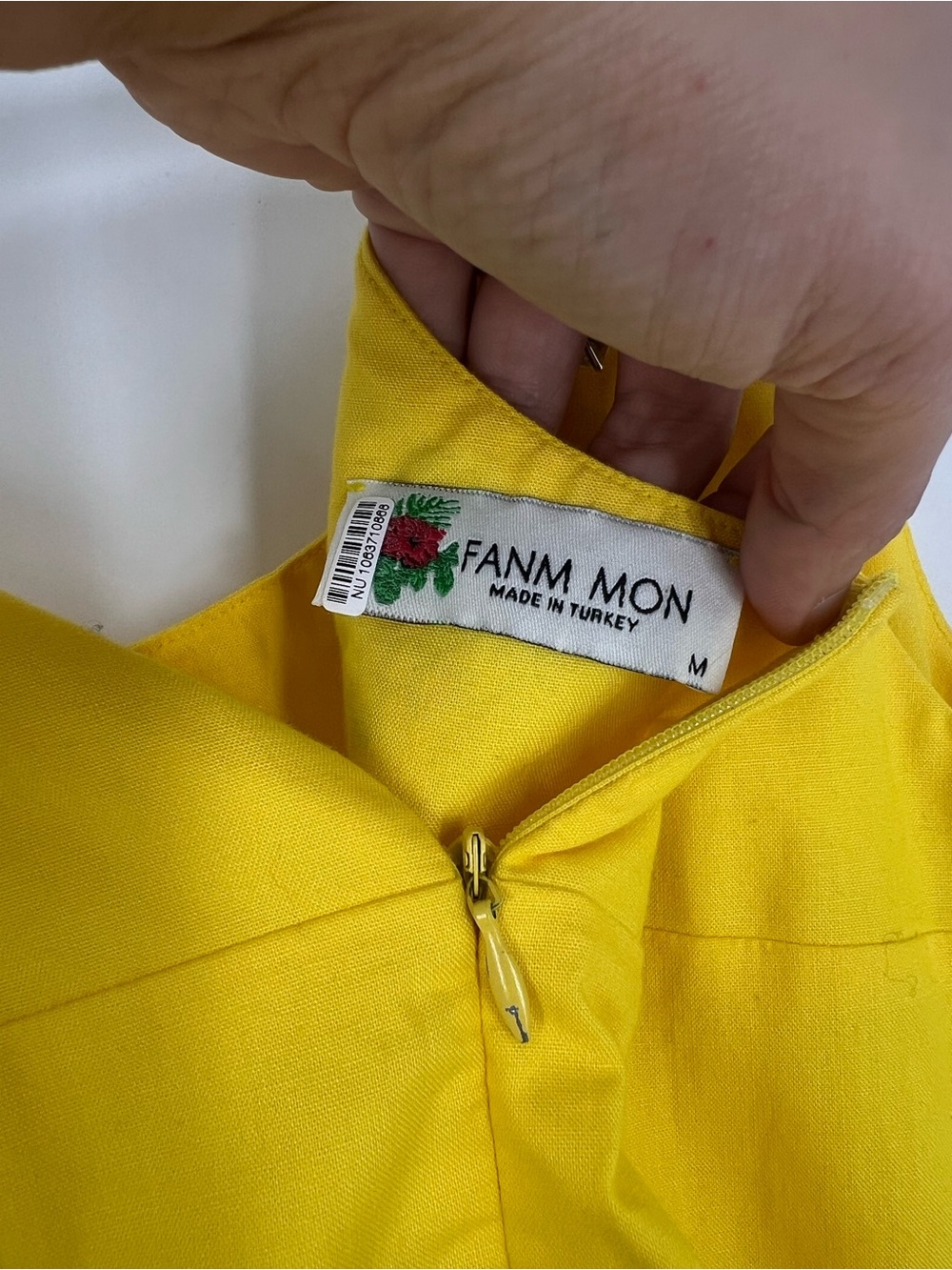 Fanm Mon Yellow Colorful Butterfly Embroidered Scoop Neck Mini Dress M - Picture 8 of 8